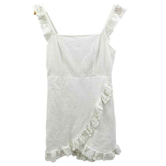 English Factory White embroidered ruffle Mini Dress